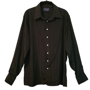 Givenchy for Chesa Vintage Black Long Sleeve Button-up Chain Stripes Shirt Men L